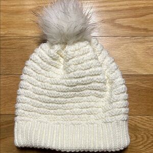 Cozy White Knit Beanie with Pom Pom